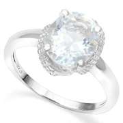 925 STERLING SILVER 2.08 CT AQUAMARINE & DIAMOND COCKTAIL RING