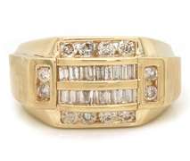 Masterpiece Yellow Gold Baguette and RBC Diamond Ring