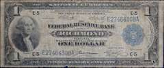 Series Of 1918 Richmond $1 National Banknote.