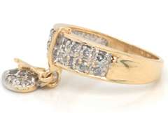 Favorite Yellow Gold Diamond Band w Heart Charm