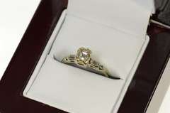 14K White Gold 0.60 Ctw Rectangular Diamond Engagement Ring