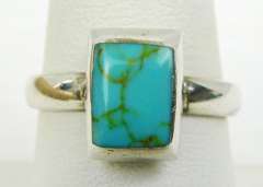 Sterling Silver Turquoise Ring, Size 9