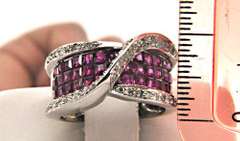 LADIES 14 KT WHITE GOLD DIAMOND AND RUBY RING