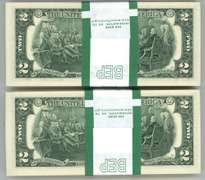 2 Gem Packs 100 Series 2013 $2 Bills in Sequence (E&F)