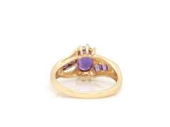 Attractive Yellow Gold Amethyst and Diamond Bypass Ring