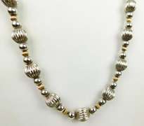 Vintage 2-Tone Sterling Bead Necklace