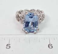 Ornate Sterling Silver Ring With Large Fancy Cut Crystal
