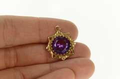 14K Yellow Gold Ornate Sim. Amethyst Victorian Star Charm/Pendant