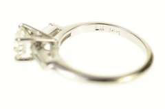 14K White Gold Three Stone Round Baguette Travel Engagement Ring