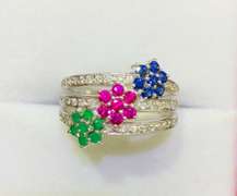 14kt Gold, Ruby, Emerald, Blue Sapphire, & Diamond Ring!