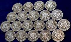 Roll Of 20 1964 Proof Kennedy Half Dollars Accented Hair. Milk Spots/Hairlines.