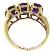 Fabulous Yellow Gold Amethyst 3 Stone Ring