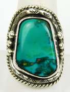 Superb Vintage N.A. Indian Turquoise Sterling Ring, Size 10