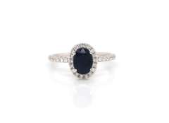 Radiant 10kt White Gold Sapphire & Diamond Cocktail Ring