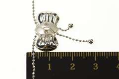 18K White Gold Diamond Bow Ribbon Dangle Ball Link Chain Necklace