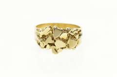 10K Yellow Gold Retro Textured Raw Nugget Abstract Statement Ring