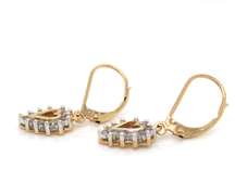 Simple Yellow Gold Diamond Heart Dangle Earrings