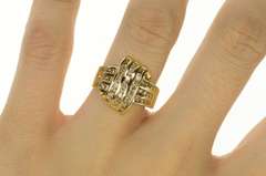 14K Yellow Gold 0.58 Ctw Diamond Wavy Channel Statement Ring