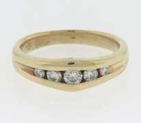 Wonderful Channel Set Diamond Yellow Gold Men's Ring