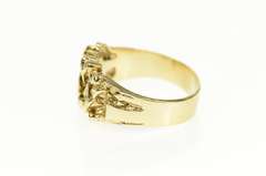 10K Yellow Gold Retro Textured Raw Nugget Abstract Statement Ring