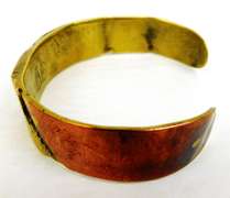 Signed Brutalist Sterling, Copper, Brass Cuff Bracelet