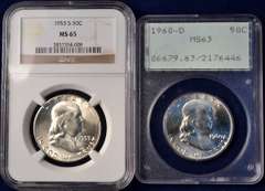 Lot Of 2 Graded Franklin Half Dollars.
