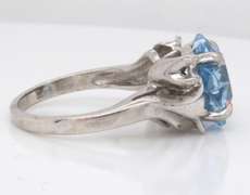 Pleasing White Gold Blue and White CZ Star Ring