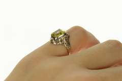 14K Yellow Gold Art Deco Two Tone Filigree Yellow Topaz Ring