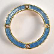 Sweet 14k & Enamel Circle Brooch