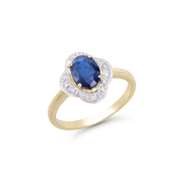 14KT Yellow Gold 1.50ct Blue Sapphire and Diamond Ring