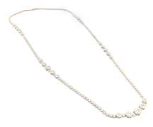 Remarkable 14kt WG Diamond Tennis Necklace with Cluster Diamond Stations