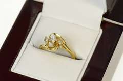14K Yellow Gold 0.30 Ctw Marquise Diamond Engagement Ring
