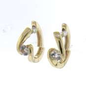 Amazing Cubic Zirconia Yellow Gold Huggie earrings