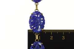 14K Yellow Gold Carved Floral Lapis Lazuli Statement Bracelet