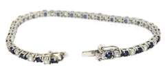 Sterling Silver Blue and White Stone Tennis Bracelet