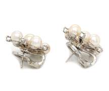 Fantastic White Gold Pearl and Diamond Star Earrings