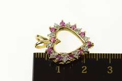10K Yellow Gold Classic Ruby Diamond Accent Heart Pendant