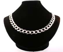 Italian Heavy Sterling Silver Curb Chain Necklace