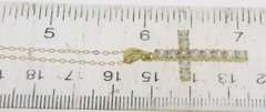 Stunning Yellow Gold Cubic Zirconia Cross Pendant on Chain