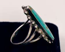 Elegant Turquoise in Unique Sterling Silver Ring.