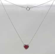 Fabulous White Gold Red Stone Heart Pendant on Chain
