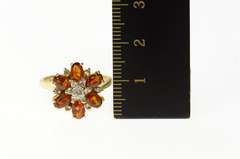 14K Yellow Gold Spessartite Garnet Diamond Halo Cocktail Ring