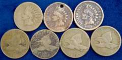Lot Of 3 Indian Head And 4 Flying Eagle Cents. Culls.