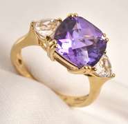 Modern Amethyst & White Sapphire Ring