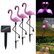 3pcs Pink Flamingo Lawn Path Solar