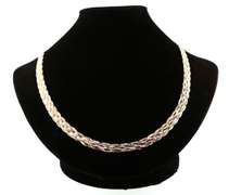 Marvelous White & Gold Italian Sterling Silver Braid Chain Necklace