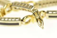 14K Yellow Gold Black Onyx Squared Inlay Bar Link Statement Bracelet