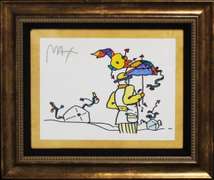 ORIGINAL PAINTING BY PETER MAX UMBRELLA MAN  MAX UMBRELLA MAN