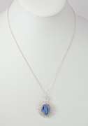 Beautiful Blue Cabochon Pendant Necklace in Sterling Silver