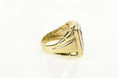 10K Yellow Gold F Monogram Black Onyx CZ Squared Retro Ring